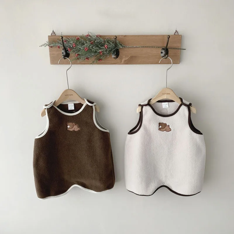 Baby Cartoon Vest Spring Autumn New Kids Long Vest Cute Bear Warm Vest Boys Cotton Sleeping Bag Baby Girl Pajamas Infant Clothes