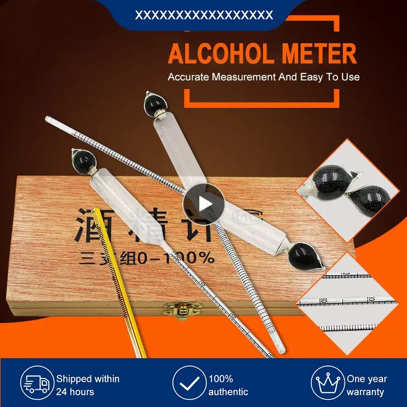 

/ set 0-100% Alcoholometers Professional Breathalyzer Alcohol Tester Meter Concentration for Wine Alcohol with Thermometer