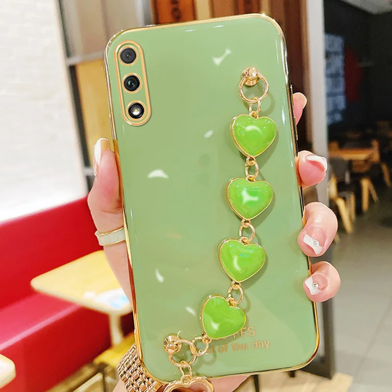 For Honor8X Case Luxury Heart Bracelet Case For Huawei Honor 9X 9A 10 10Lite 10i 20 20S 30 30i 30S P Smart 2021 Y6P Y7P Y7A Y9S