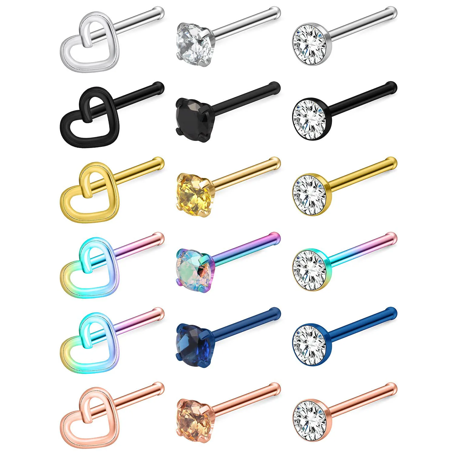 20 г кольца в носу шпильки из нержавеющей стали прямой стержень спиральный винт