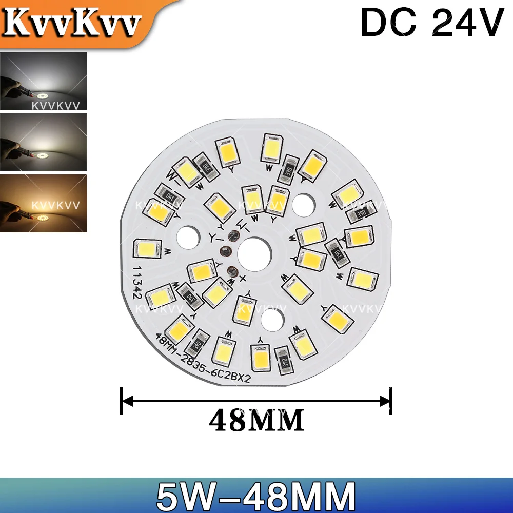 Фото Светодиодная плата DC24V SMD2835 3W 5W 10W 15W, белый/теплый белый свет, 48 мм, круглая, модуль PCB, источник света для DIY-светильников, точечных светильников, ламп. №4