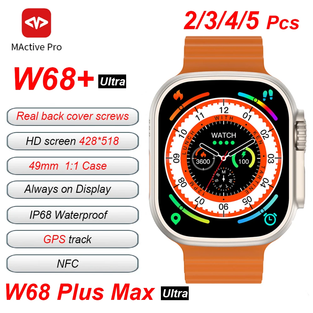 

2023 New W68 Plus Ultra Smartwatch 49mm 1:1 Bluetooth Call NFC GPS ECG W68 Ultra Max Pro IWO Series 8 Smart Watch for Men Women