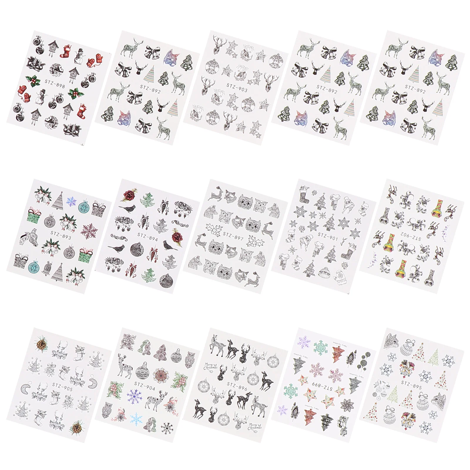 

15PCS Nail Stickers Sturdy Christmas Nail Stickers for Girl