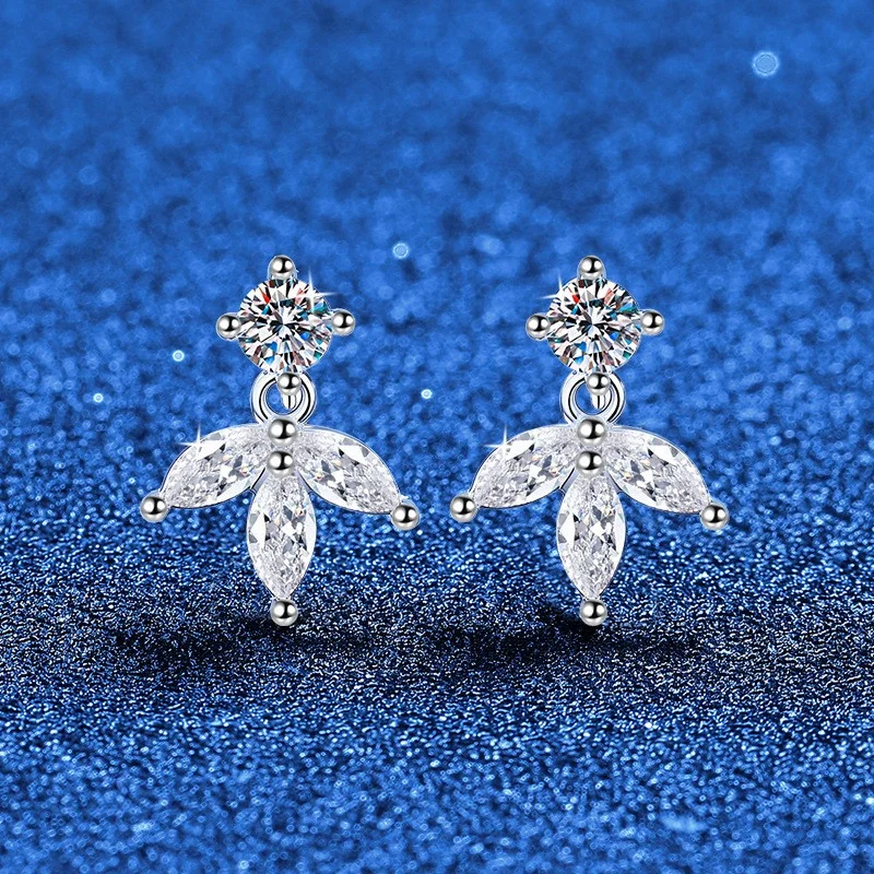 Серьги-подвески E376 Lefei Fashion с цветными бриллиантами и классическим муассанитом в форме кленового листа, женские, из серебра 925 пробы, для вечеринок, подарок (art.: 3920db97894f3) - 3920db97894f3
