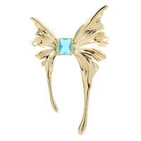 wulibaby high quality butterfly brooches for women czech rhinestone butterfly insects party office brooch pin gifts
