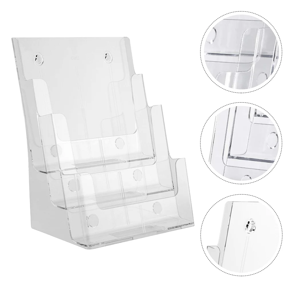 

File Sorter Three- Layer Desktop File Folder Rack Clear Office File Organizer for Letter Document Notebook Binder Purse