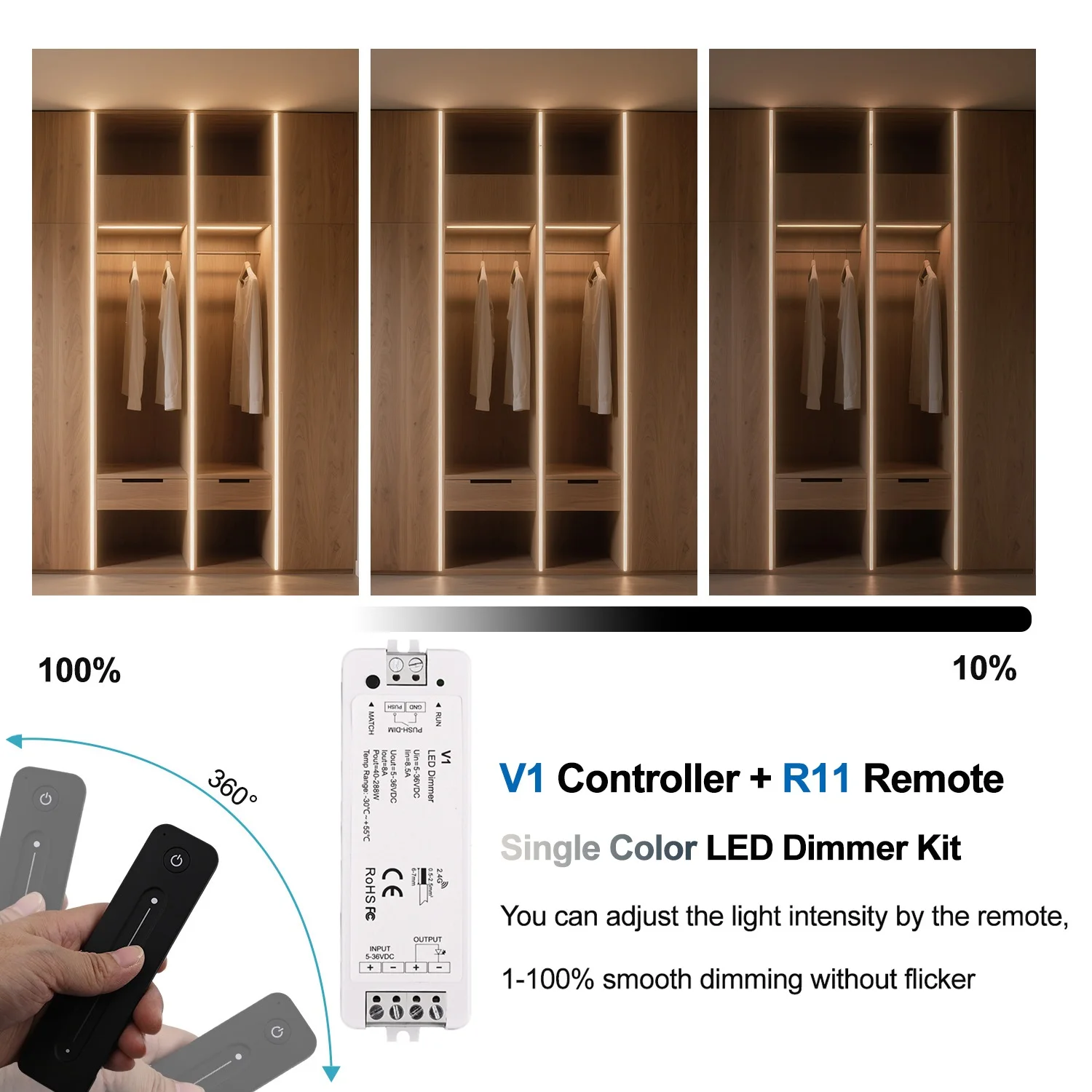 Фото V1 Светодиодный контроллер R11 RF Remote V2 R12 V3 R13 Беспроводной светодиодный диммер для затемнения светодиодных лент CCT RGB COB 2835 5050 светодиодного освещения №2