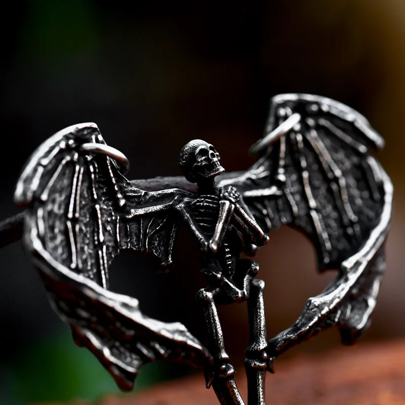 Мужской кулон в виде черепа и крыльев от BEIER, кулон в форме сердца и скелета из нержавеющей стали 316L, подарочное украшение в стиле ретро, 2023