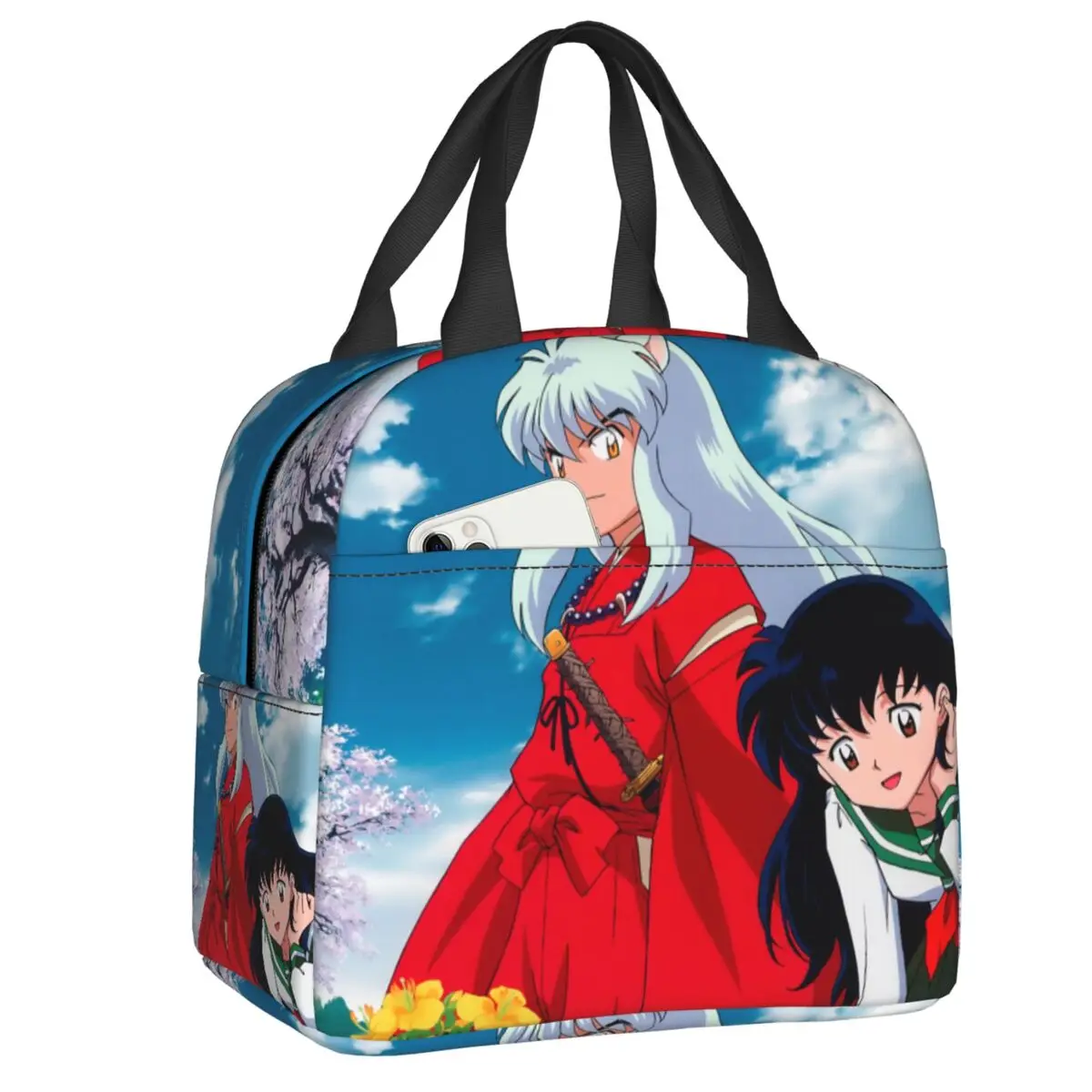

Fashion Inuyasha Portable Lunch Box Women Multifunction Anime Higurashi Kagome Thermal Cooler Food Insulated Lunch Bag