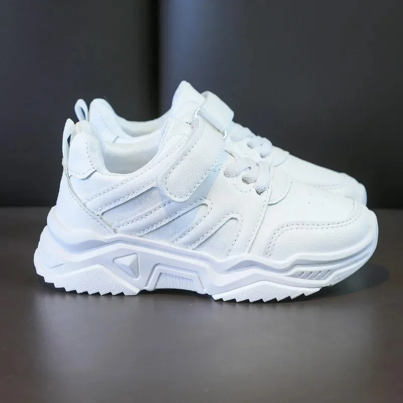 

Spring Kids White Sneakers Leisure Chunky Concise Fashion Boys Girls Sport Shoes 26-37 New All-match Children Trainers