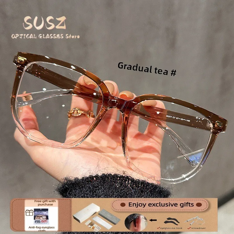 Фото Очки SUSZ: Новые большие квадратные очки для женщин с диоптриями, фильтром синего света, фотохромные, с защитой от УФ-излучения №4