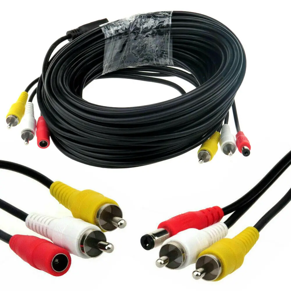 CCTV CAMERA RCA CABLE 5m/10m15m Phono Audio Video AV DC Power Extension Lead Security