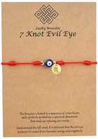 women girls red rope constellation bracelet 7 knot evil eye good luck string protection zodiac bracelet link charm