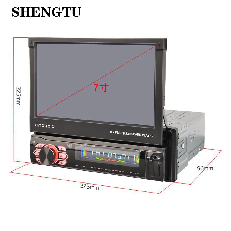 SHENGTU WINCE Car Radio 1din Motorized Retractable 7'' Touch Screen Video Bt Usb Fm Aux Player Autoradio |