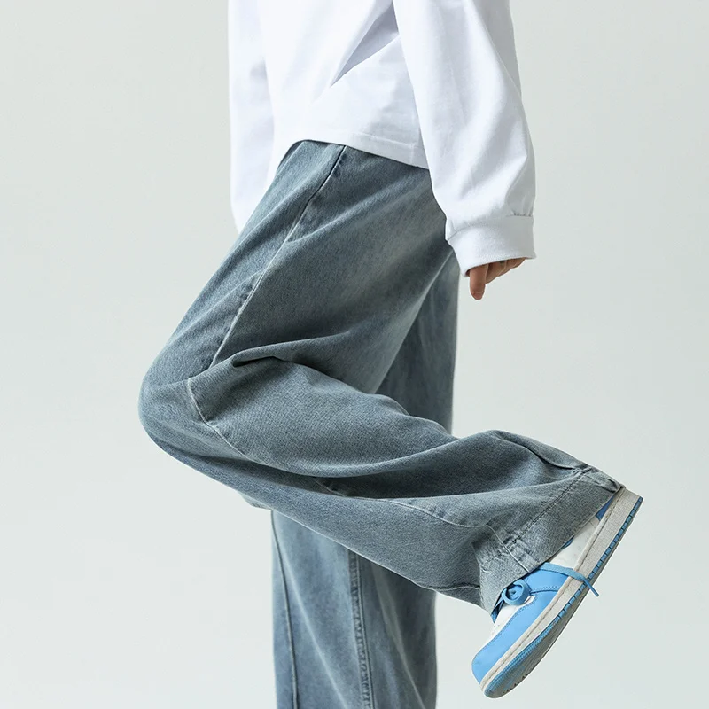 Blue baggy Jeans Men Fashion Casual Wide Leg Jeans Mens Japanese Streetwear Loose Hip Hop Straight Denim Pants Mens Trousers