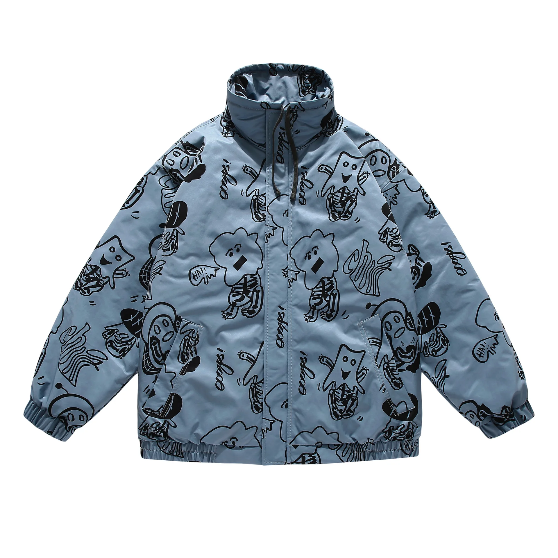 Winter Coat  American Fashion Brand Quilted Printed Jacket Men's Fashion  Autumn and Winter Casual Outerwear Harajuku Coat Men