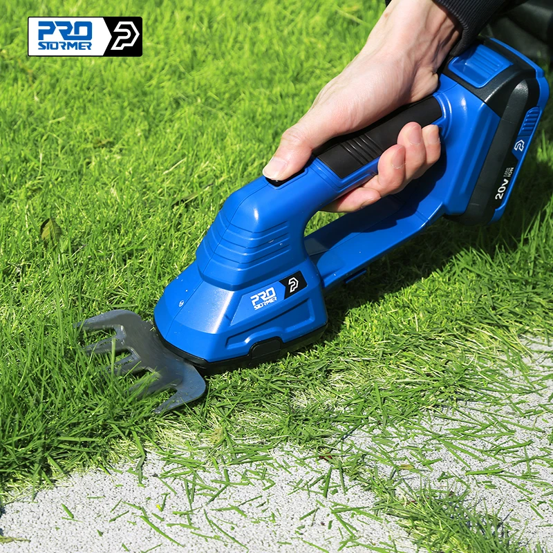 2 in 1 Cordless Electric Hedge Trimmer 20V Lawn Mower Battery Pruner Garden Tools Shears Shrub Trimmer for Grass by PROSTORMER