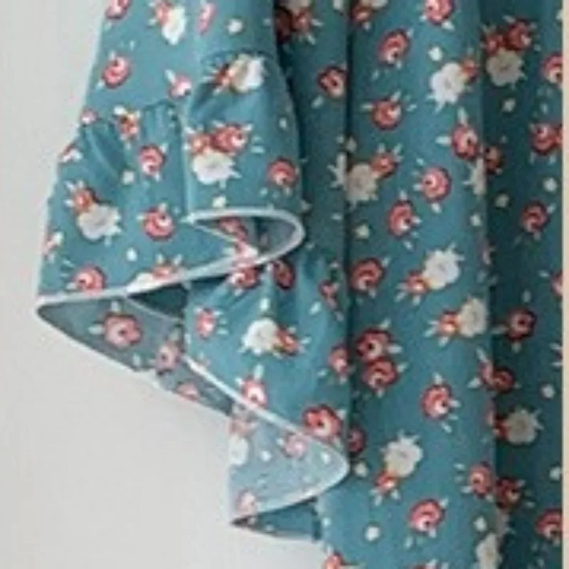Summer Short Sleeve Loose Thin Young Lady Sweet Pajama V-Neck Floral Print Long Length Dress Cotton Leisure Ventilation Vestidos