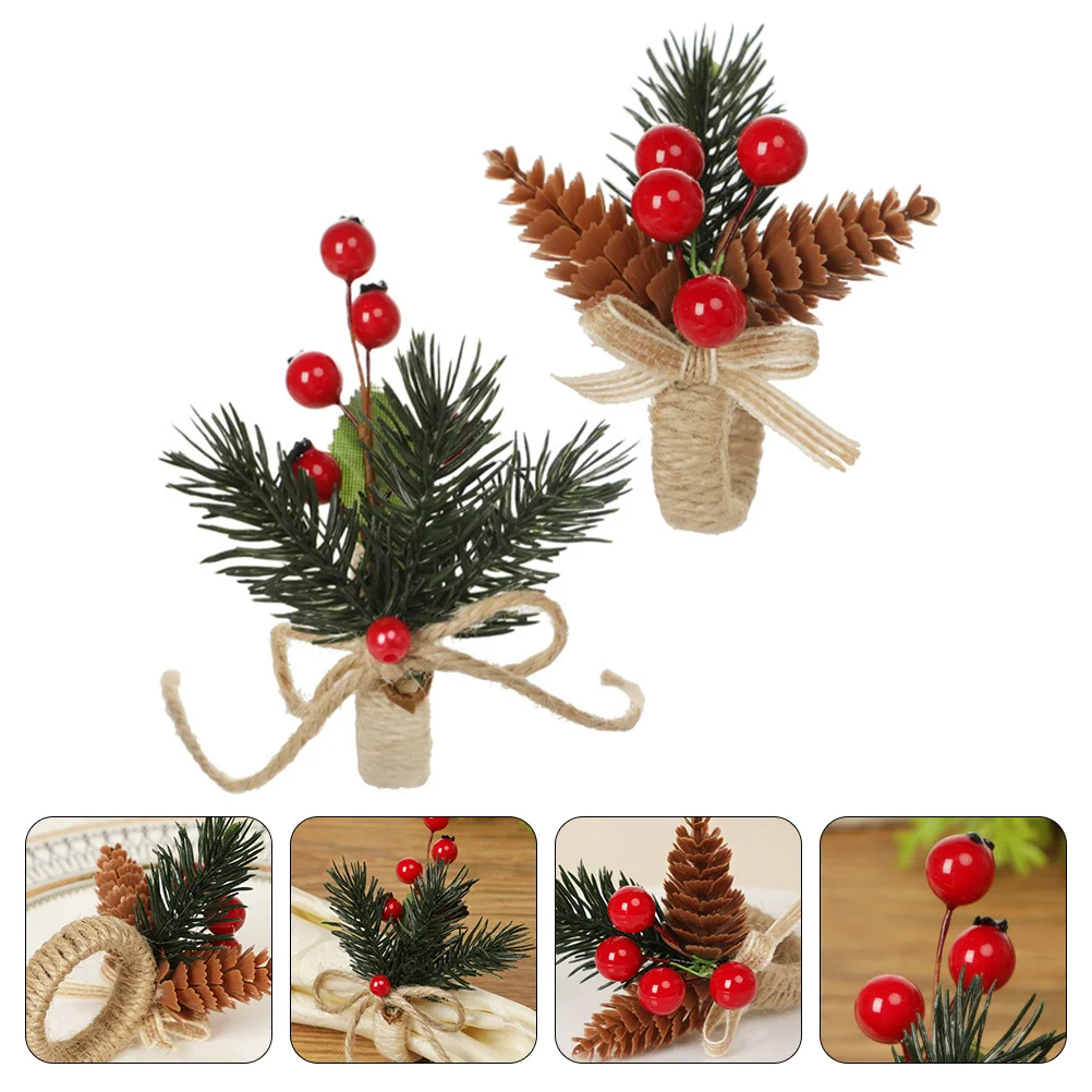 

2pcs Christmas Berry Napkin Rings Napkin Buckles Napkin Rings Table Decors