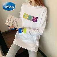 disney mickey autumn new cartoon mickey loose mid length long sleeved t shirt female white bottoming pure cotton