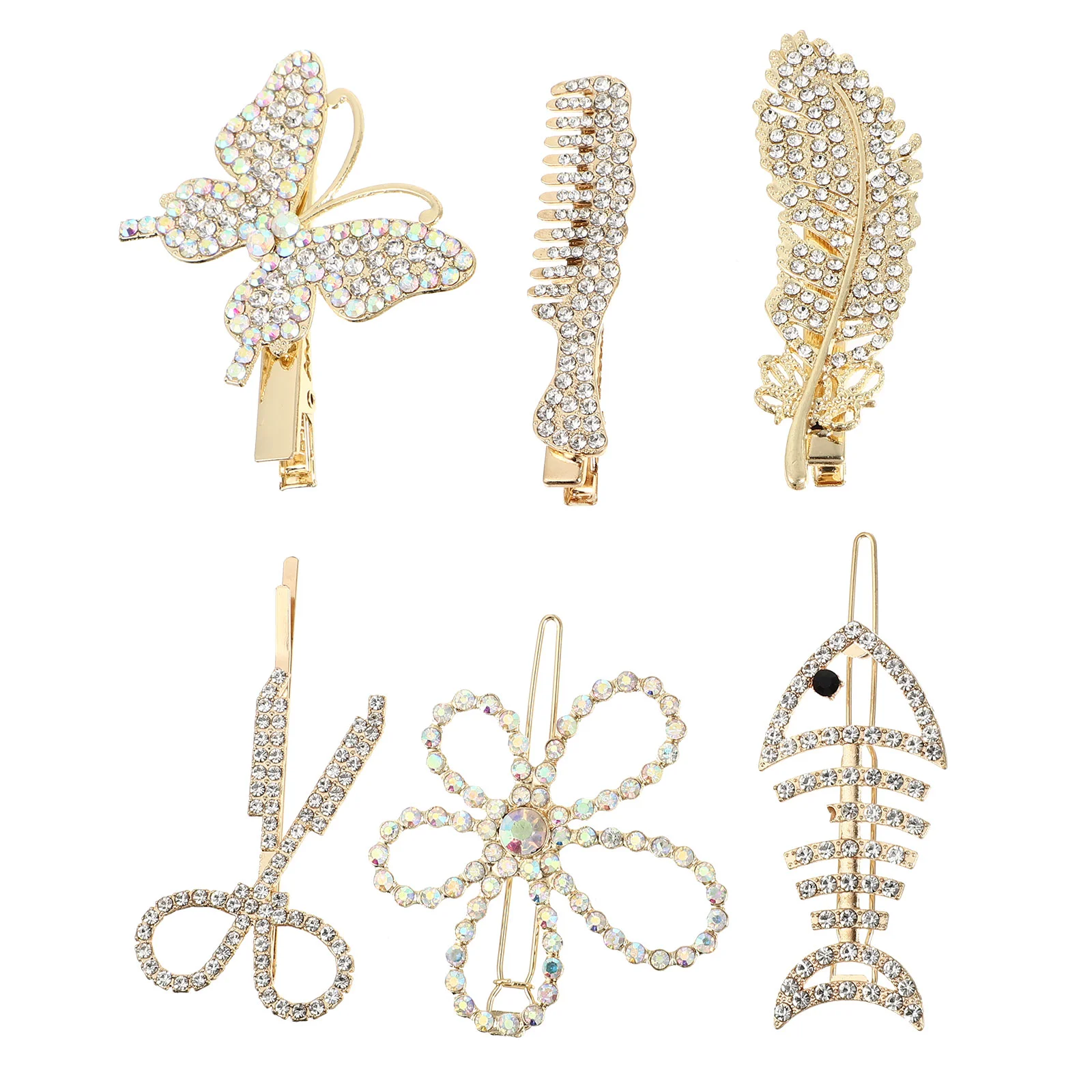 

6pcs Hair Clips Inlay Flower Shape Pearl Rhinestone Hair Barrette Hair Clips Hairpins for Woman Ladies Girls
