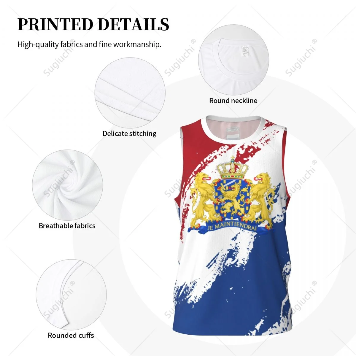 Мужская баскетбольная спортивная футболка с флагом Нидерландов для бега фитнеса