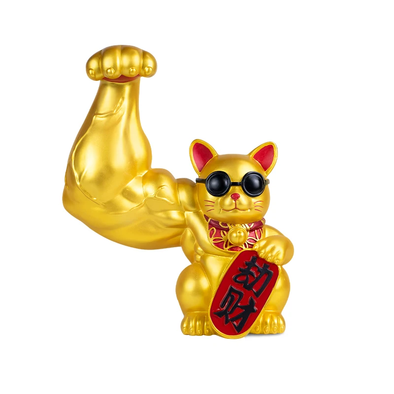 

Home Decoration Maneki Neko sculpture Hotel Money Good Lucky Cat Muscle Wealth Cat Figurine Resin Cat Statue