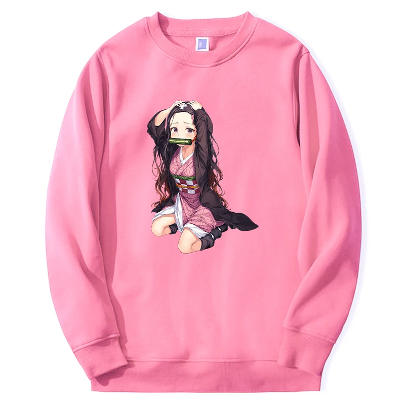 

Demon Slayer Anime Hoodies Men/women Nezuko Manga Kimetsu No Yaiba Graphic Sweatshirt Round Neck Harajuku Long Sleeve Pullover