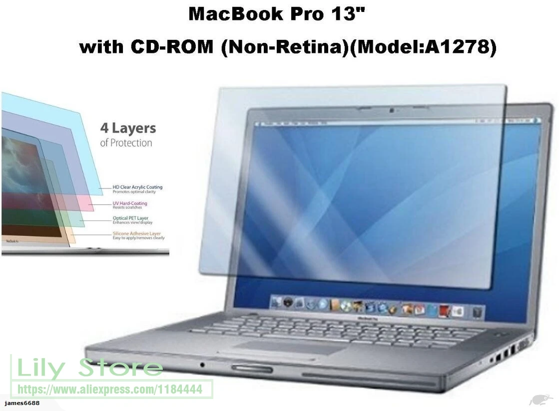 Фото Защитная пленка для экрана для OLD macbook Pro 13,3 A1278 Pro 13,3 дюйма, не ратина, антибликовая матовая пленка для экрана, защитная крышка для экрана №1
