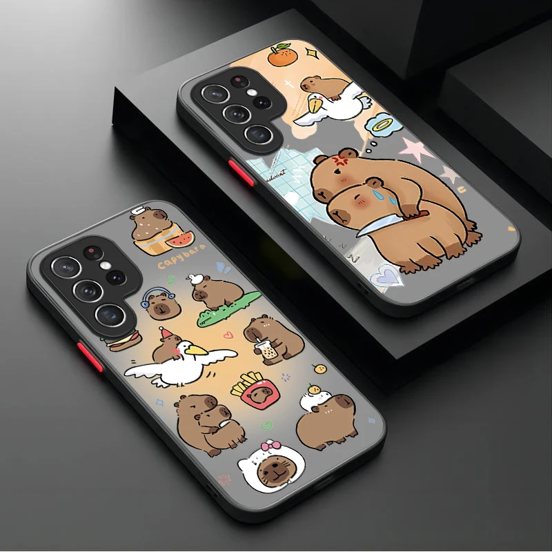 Cartoon Kapibala Soft Case For Samsung Galaxy S24 S23 S22 Ultra S21 S20 FE S10 Plus A15 A25 A35 A55 5G Note 20 10 Silicone Cover