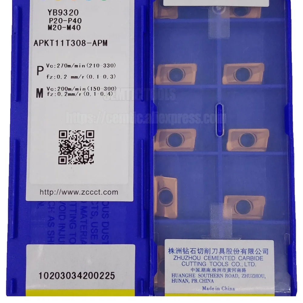 

Прямоугольные фрезеровочные вставки ZCC APKT Φ YB9320