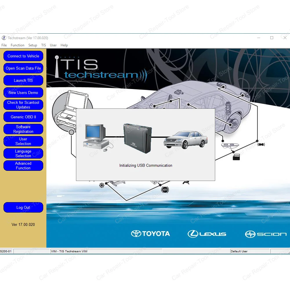 Автомобильное диагностическое программное обеспечение Mini VCI Techstream V17.00.020