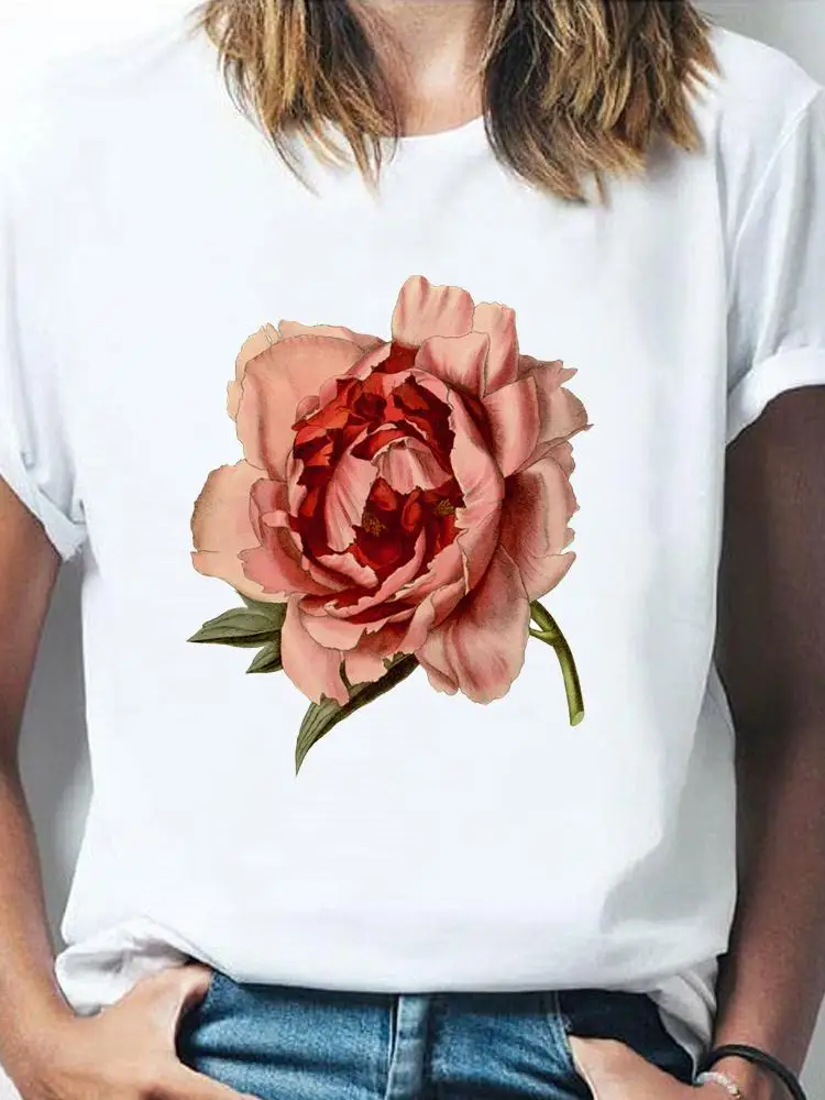 

Tee Women Clothes T Female Clothing Fashion Print Watercolor Flower Trend 90s Style Summer Short Sleeve Casual Graphic T-shirts
