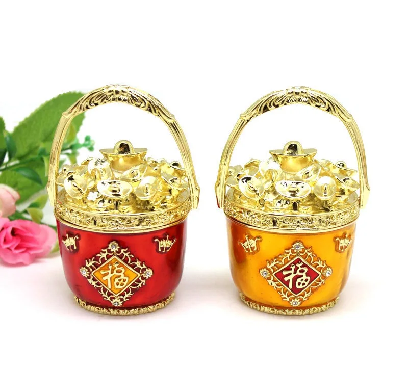 Luck in Making Money Trinket Box A Bucket of Gold Shape Jewelry Display Box