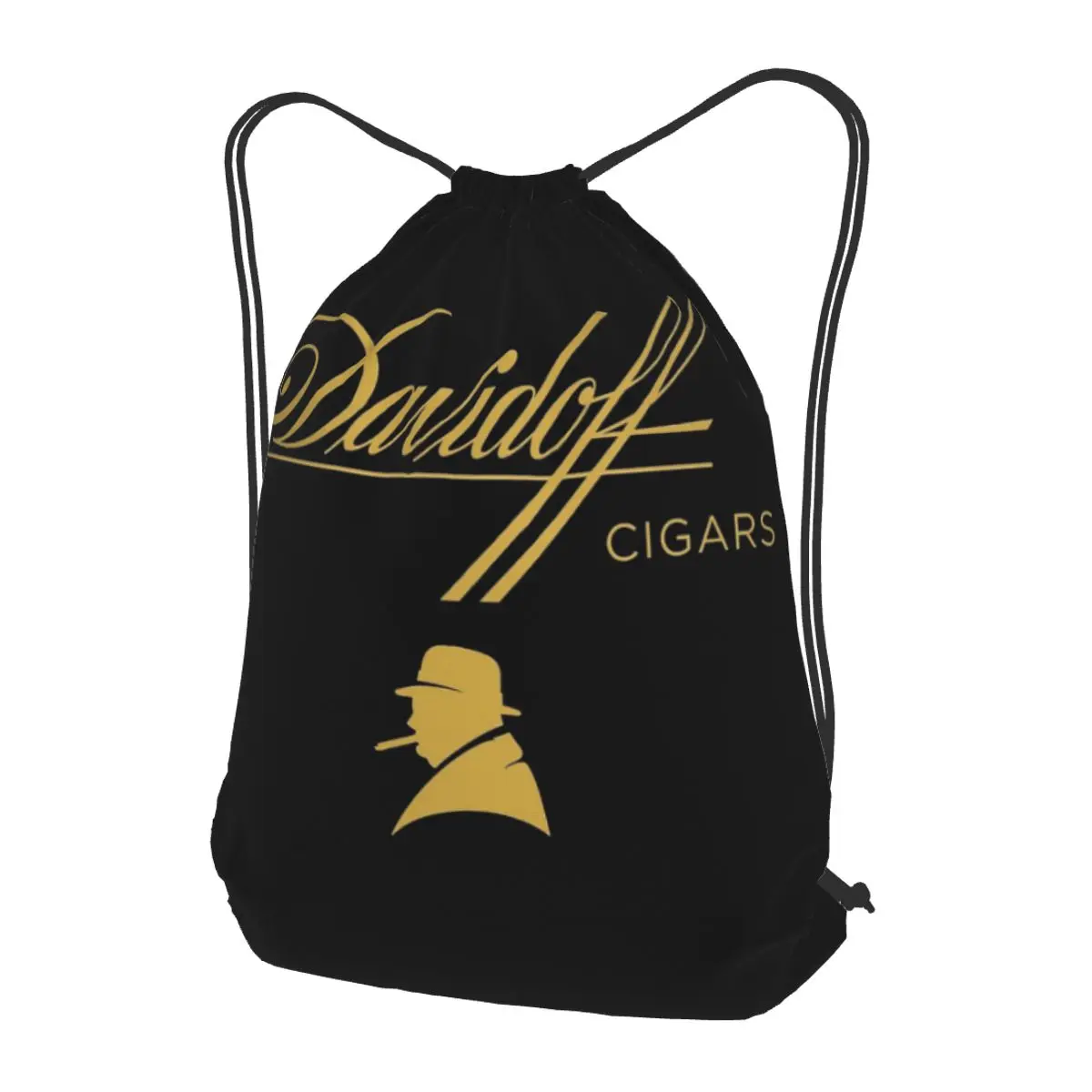 Фото Черные рюкзаки Davidoff Cigars, модные сумки на шнурке, спортивные сумки, сумки для книг, сумки для путешествий и учебы №1
