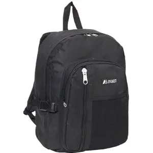 Everest Backpack with Front Mesh Pocket, Dark Gray Black
