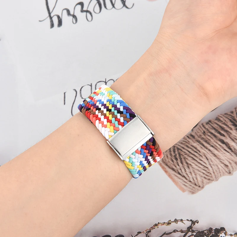 Braided solo loop For Apple Watch band 44mm 45mm 41mm 40/42/38mm Adjustable Nylon Elastic belt Bracelet iWatch serie  76 34 5 SE