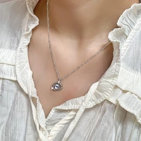 ventfille silver color moonstone necklace for women girl gift planet heart crystal pendant jewelry wholesale
