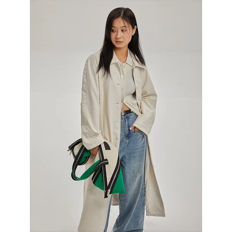 

Женский Длинный тренчкот из искусственной кожи, тренчкот из искусственной кожи на пуговицах и шнуровке, женская одежда, весна-осень 2023