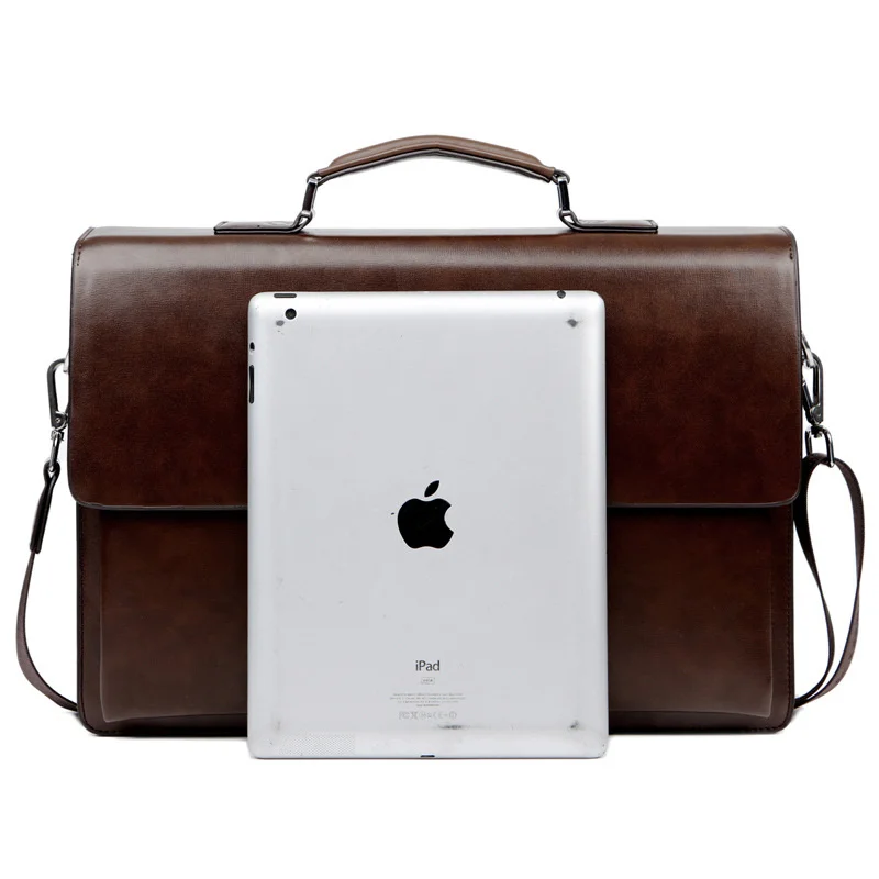 New Male Single Shoulder Handbag Briefcase Bring Password Lock Computer genuine leather laptop messenger office bags for men