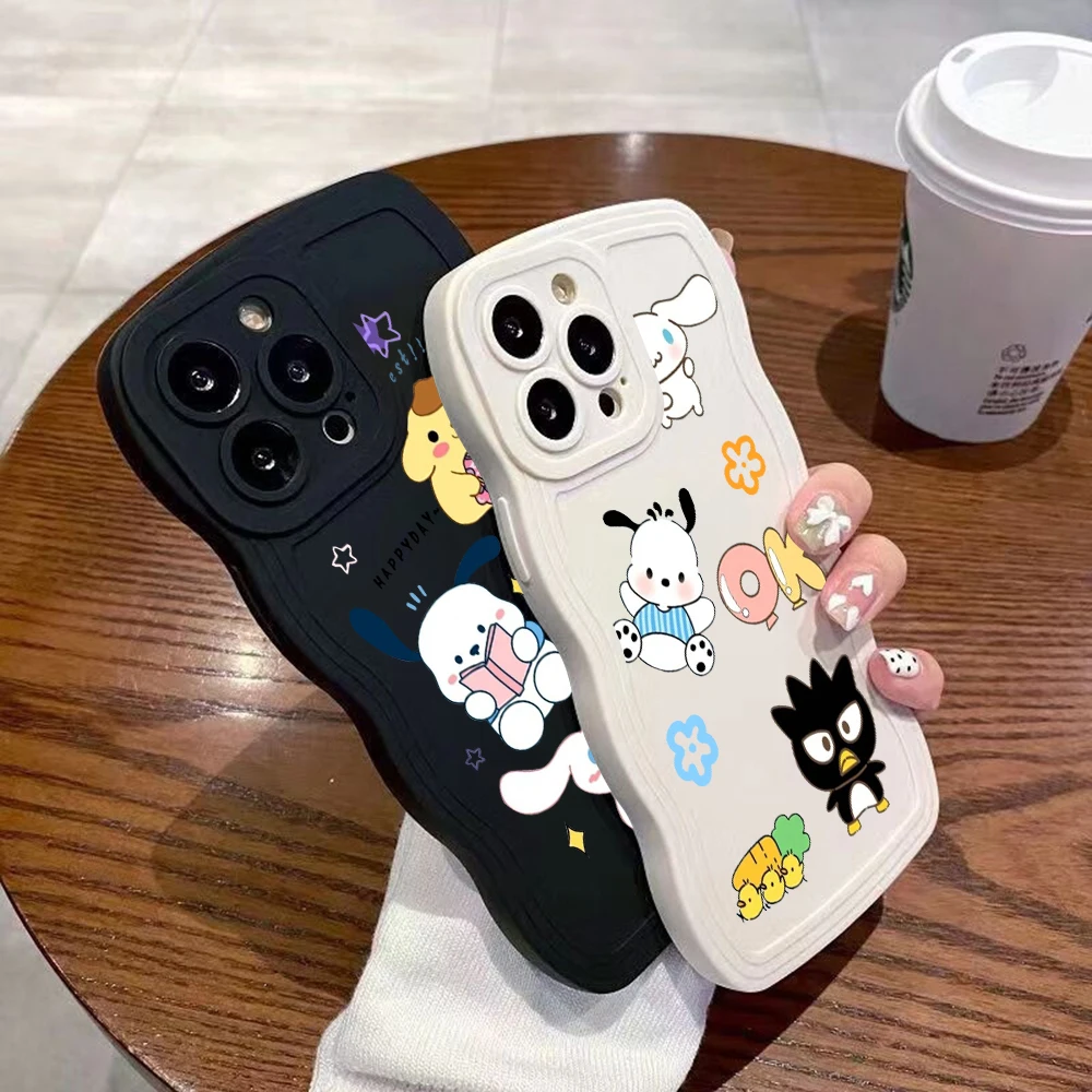 

Cute Cartoon Sanrio Pochacco Curly Wave phone Case for huawei p20 30 40 50 pro Shockproof Bumper Cover Capa Aesthetic