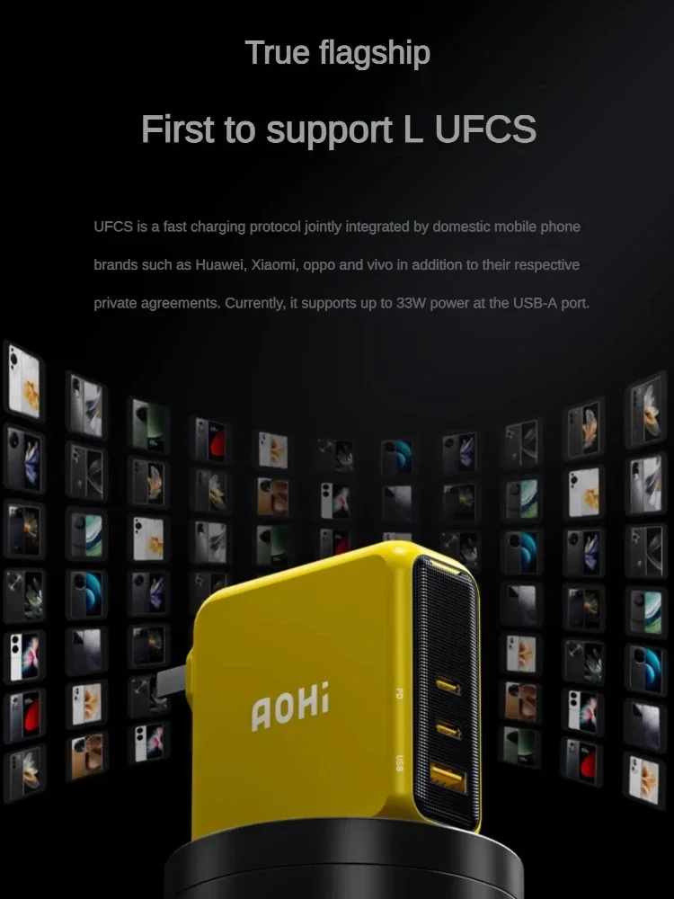 Зарядное устройство GaN Aohi 140 Вт с нитридом галлия PD3.1 Сверхбыстрая зарядка 2C1A Три