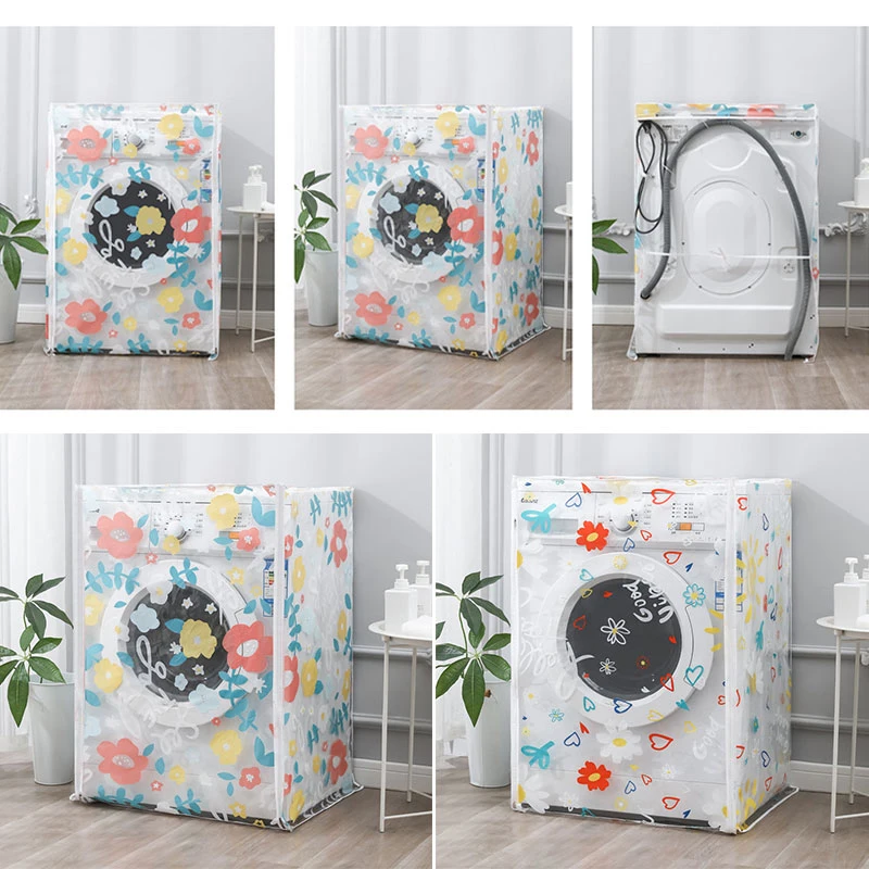 

High Transparent Printed Drum Type Dust Cover Flip-type Washing Machine Waterproof Cover Dustproof Waterproof Cleaning Supply