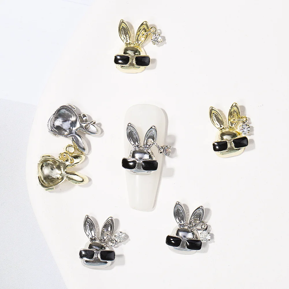 

10pcs 2023 Luxury Punk Rabbit Nail Art Charms Alloy Gold Silver Nail Decorations Special Design Manicure Kawaii Accessories DIY