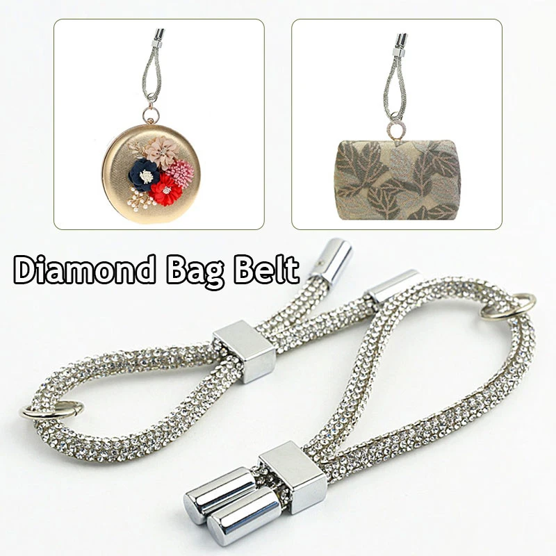 

Регулируемая ручка-кошелек, сверкающая Утонченная Алмазная ручка, украшение для багажа, брелок для ключей, ремешок для багажа, фурнитура, ак...