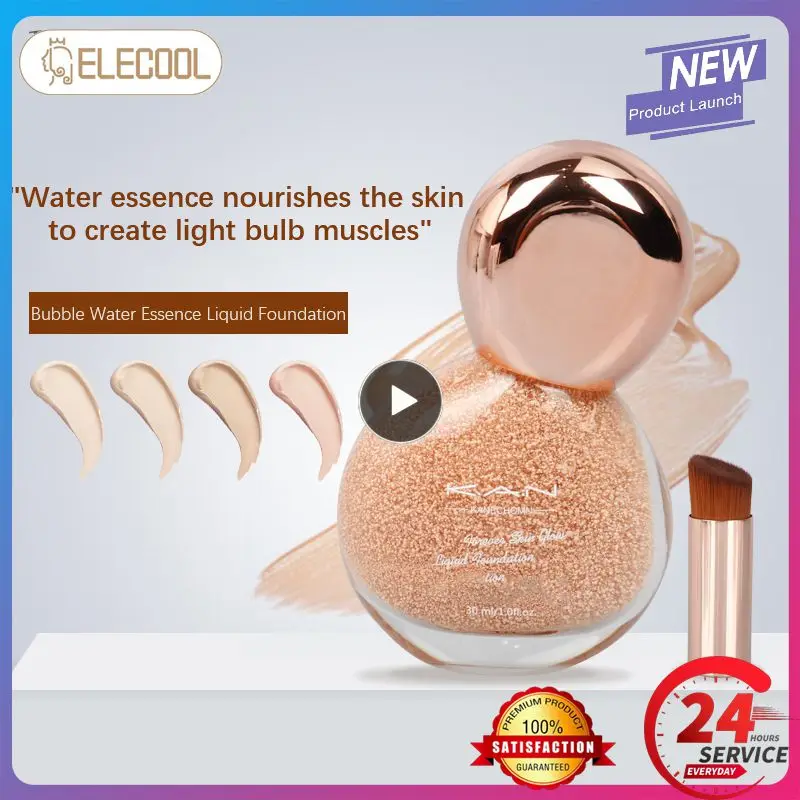 

Watery Liquid Foundation Serum Nourishing Skin Moisturizing Refreshing Oil Control Natural Facial Foundation Cream+Makeup Brush