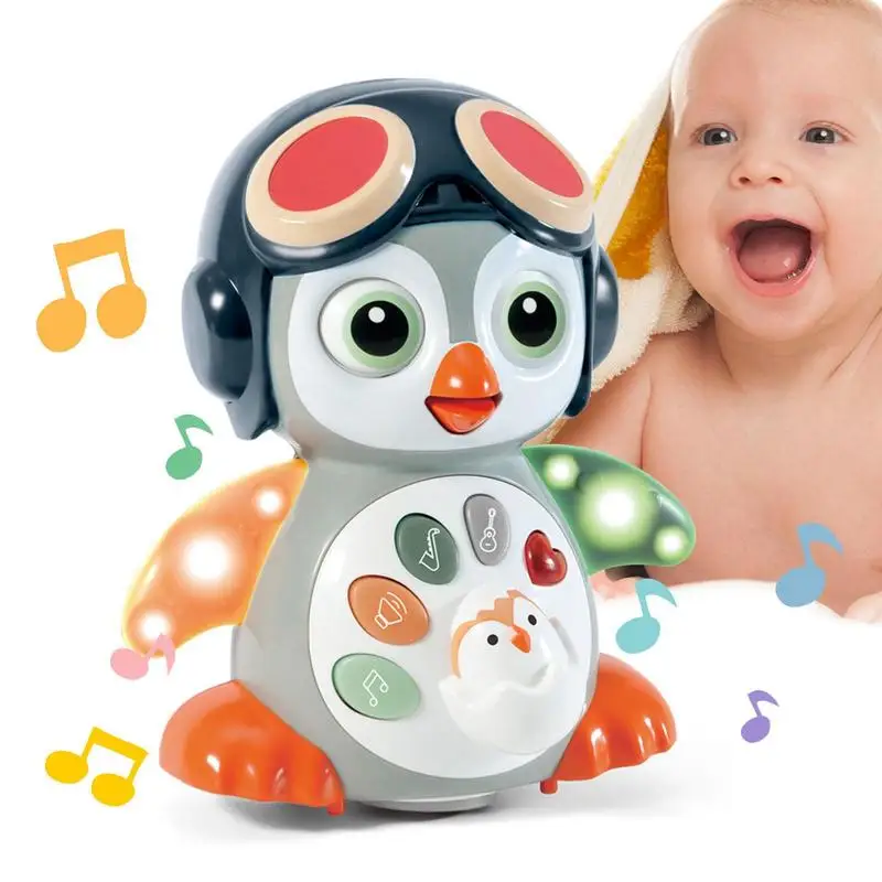 

Игрушка пингвин для ползания, Пингвин для младенцев, движущиеся ходячие игрушки, электронные интерактивные игрушки с подсветкой и звуками, обучающие игрушки для малышей