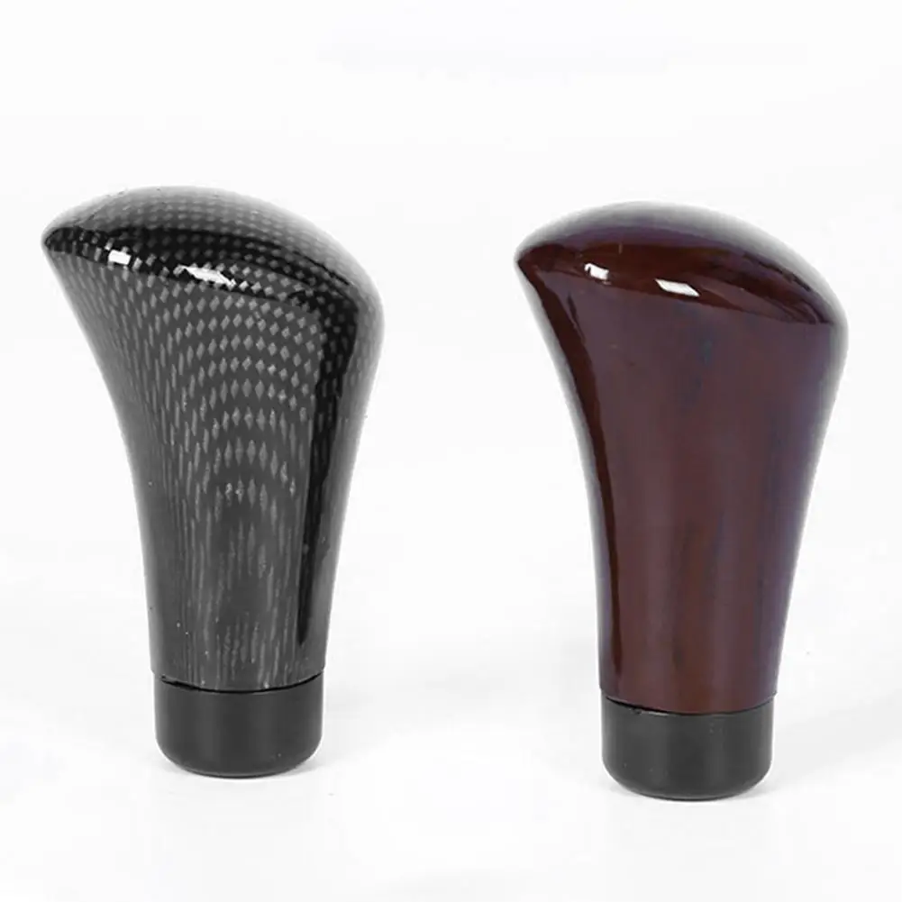 Car Gear Head Carbon Fiber Grain Interior Shifter Leather Mahogany Gear Head Carbon Fiber Color