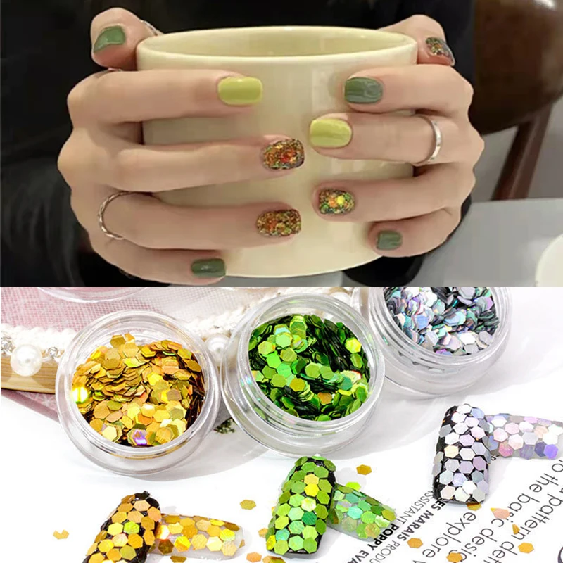 

Nail Glitter Bulk Sequins Flowers For Needlework Parts Gold Acrylic Powder Pollen Korean Semi-permanent Decoration Foil Art 1BOX
