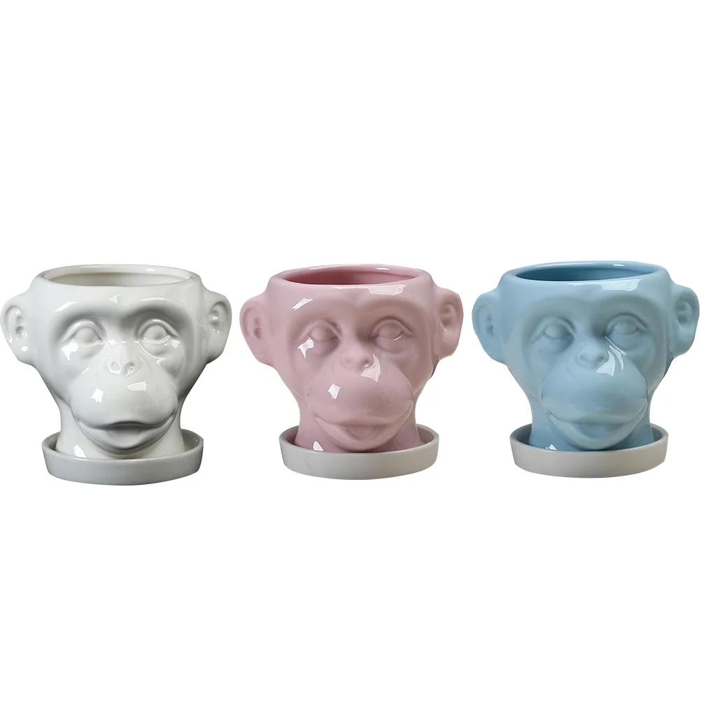 

3pcs Home Small Ceramic Flower Pots Creative Succulent Pot Without Plant